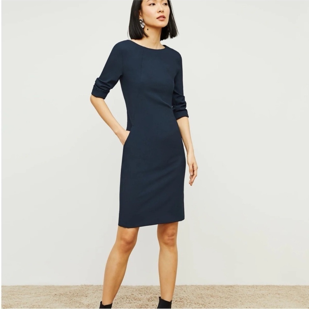 MM Lafleur Etsuko Dress - Recycled WonderTex - Midnight Blue Navy Sz 14